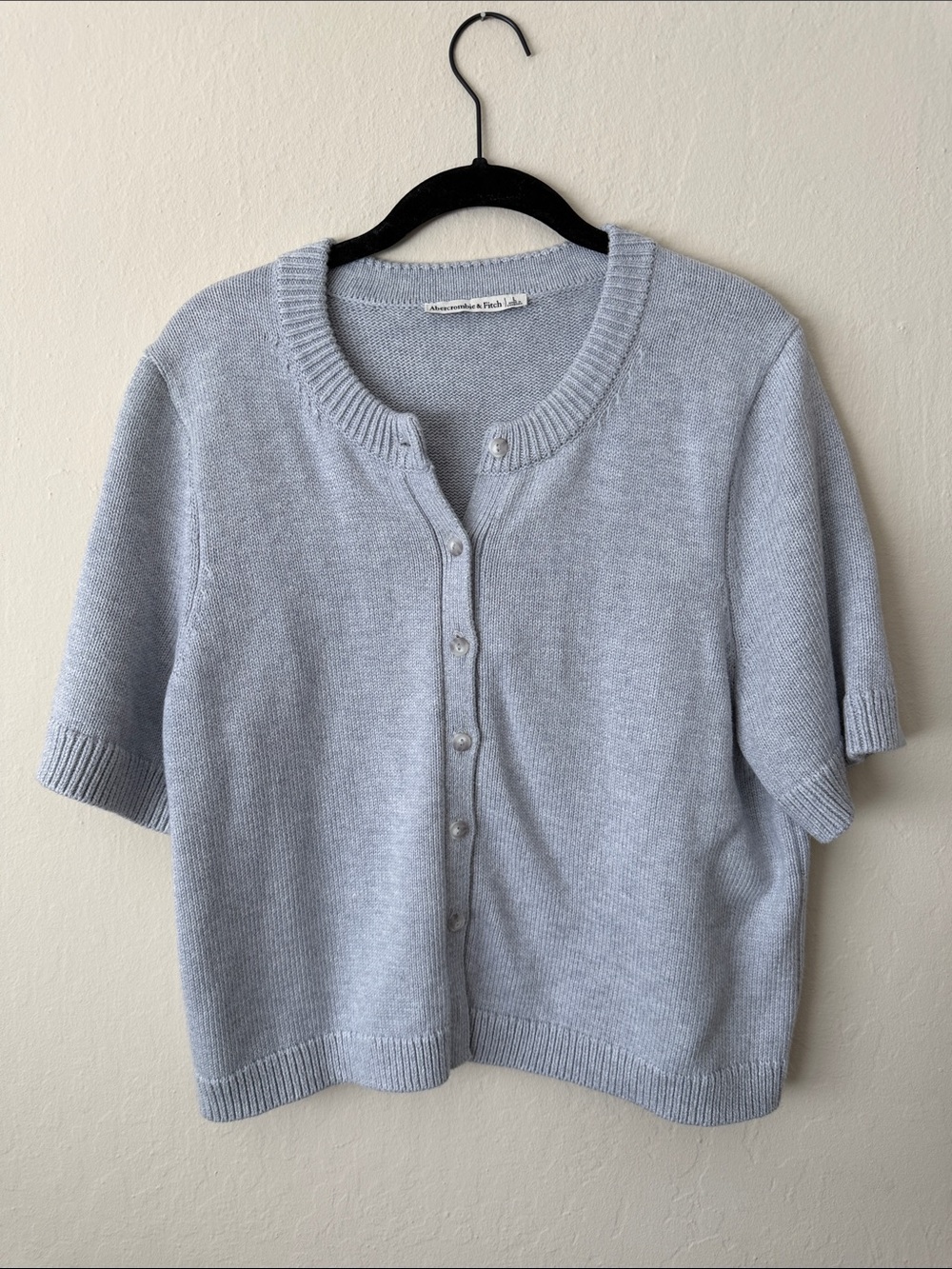 Abercrombie & Fitch Grey Short-Sleeve Knit Cardigan